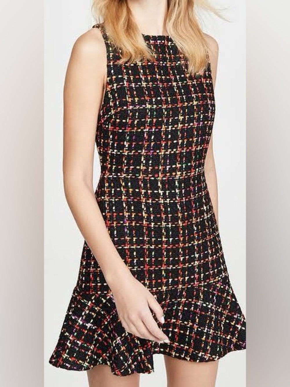 Alice + Olivia Black and Red and Yellow Plaid Mini Dress